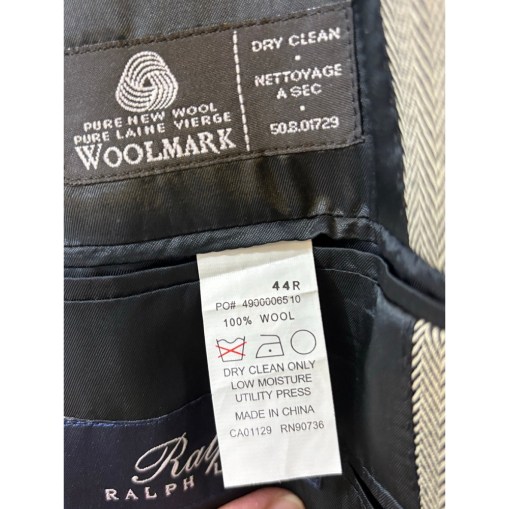 Men's Ralph Lauren Gray Herringbone Wool Sport Coat Blazer 44R - Picture 10 of 12